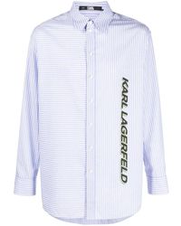 Karl Lagerfeld Overhemd Met Logo in het Grijs voor heren Heren Kleding voor voor Overhemden voor Nette overhemden 