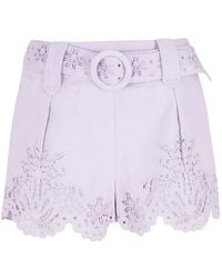 FARM Rio - Floral-Details Belted Shorts - Lyst