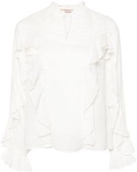 Twin Set - Lace-detailing Ruffled Blouse - Lyst