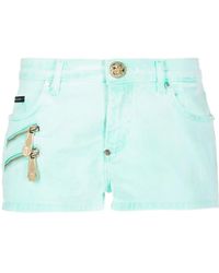 Philipp Plein - Biker-Style Denim Shorts - Lyst