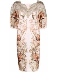 Alberta Ferretti - Macramé Detailing Floral-Print Shift Dress - Lyst