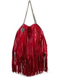 Stella McCartney - Falabella Fringe Drawstring Shoulder Bag - Lyst