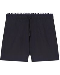 Emporio Armani - Logo-Waistband Drawstring Swim Shorts - Lyst