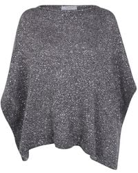 D.exterior - Sequin-Embellished Knitted Poncho - Lyst