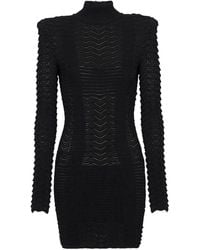 Balmain - Vestito a collo alto in maglia - Lyst