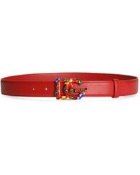 Dolce & Gabbana - Calfskin Belt With Carretto Buckle - Lyst