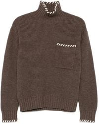 Sandro - Gerippter Pullover Mit Bestickter Tasche - Lyst