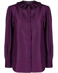 Alberta Ferretti - Ruffle-Collar Silk Shirt - Lyst