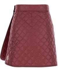 Moncler - Quilted Rubberized-Logo Mini Skirt - Lyst