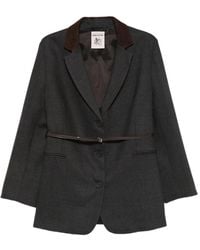 Semicouture - Belted Contrast-Collar Jacket - Lyst