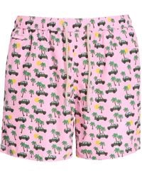 MC2 Saint Barth - Palm Tree-Car-Print Swim Shorts - Lyst