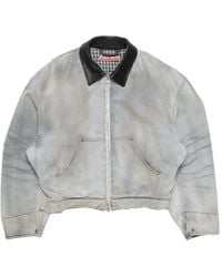 Acne Studios - Zip Leather-Collar Denim Jacket - Lyst