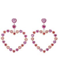 Anabela Chan - 18kt Rose Gold Vermeil Love Heart Sapphire And Diamond Earrings - Lyst