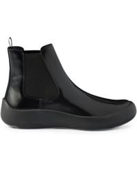 Prada - Chelsea-Boots Aus Gebürstetem Leder - Lyst