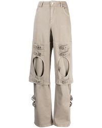 Blumarine - Buckle-Detailed Wide Leg Trousers - Lyst