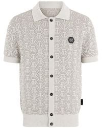 Philipp Plein - Poloshirt Met Monogram-Jacquard En Knopen - Lyst