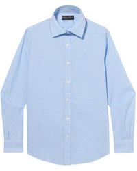 Brooks Brothers - Logo-Embroidered Micro-Checked Shirt - Lyst