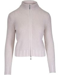 Kinross Cashmere - Zip-Up Ribbed Cardigan - Lyst