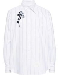 Thom Browne - Floral-Embroidered Poplin Shirt - Lyst