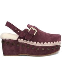 Mou - Zeppe Studded Crochet-Trim Sandals - Lyst