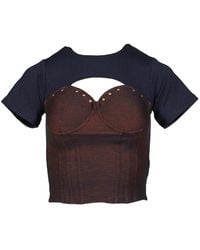 VIVAMUS - Stud-Embellished Panelled T-Shirt - Lyst