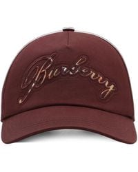 Burberry - Casquette En Gabardine À Logo Et Carreaux - Lyst