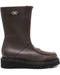 Ferragamo - Gancini-Plaque Ankle Boots - Lyst