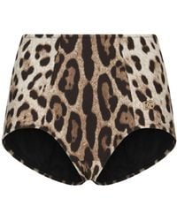 Dolce & Gabbana - Leopard-Print High-Waisted Bikini Bottom - Lyst