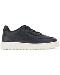Emporio Armani - Leather Sneakers With Side Logo - Lyst