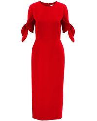 Carolina Herrera - Tie-Sleeve Midi Dress - Lyst