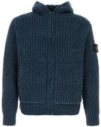 Stone Island - 5100065 Mouliné Cotton-Chenille Zip-Up Sweater - Lyst