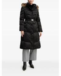 Guess - Faux-Fur Hooded Belted Coat - Lyst