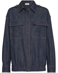 Brunello Cucinelli - Contrast-stitching Denim Shirt - Lyst