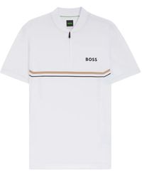 BOSS - Half-Zip Striped Polo Shirt - Lyst