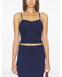 Fleur du Mal - Ribbed-Knit Corset Top - Lyst