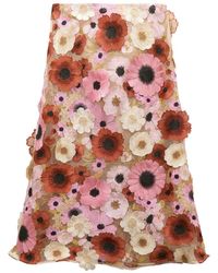 Dorothee Schumacher - Blooming Meadow 3D Floral-Embroidered A-Line Midi Skirt - Lyst