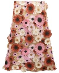 Dorothee Schumacher - Blooming Meadow 3D Floral-Embroidered A-Line Midi Skirt - Lyst