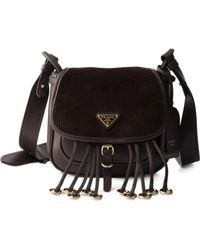 Prada - Corsaire Corduroy And Leather Mini Shoulder Bag - Lyst