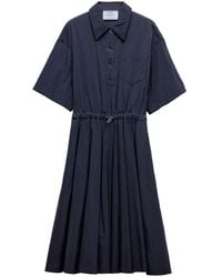 Prada - Abito Midi A Maniche Corte - Lyst