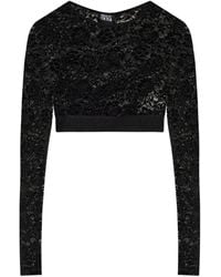 Versace Jeans Couture - Floral-Lace Long-Sleeve Top - Lyst
