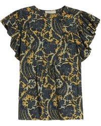 Ulla Johnson - Sienna Ruffled Floral-Print Top - Lyst