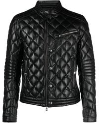 Moncler - Zancara Leren Jack Met Diamantvormige Voering - Lyst