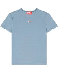 DIESEL - Hellblau Gesticktes Rundhals-T-Shirt - Lyst