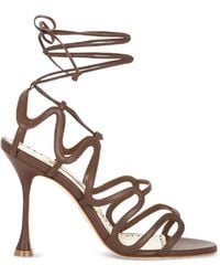 Manolo Blahnik - Tie-Detail Leather Sandals - Lyst