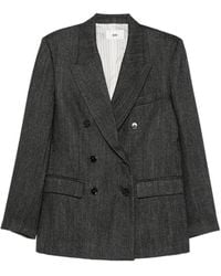 SOLOTRE - Herringbone Double-Breasted Blazer - Lyst