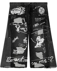 Astrum - Dedication Graphic-Print Denim Shorts - Lyst