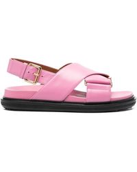Marni Fussbett Calfskin Sandals in Pink | Lyst