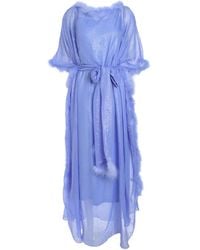 Baruni - Vestido largo con ribete de plumas - Lyst