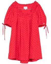 Damson Madder - Jemima Ruffled Cherry-Print Mini Dress - Lyst
