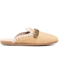 Mou - Logo-Plaque Flat Mules - Lyst